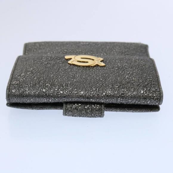 SAINT LAURENT Wallet Leather Silver Auth hk980 - Picture 5 of 16